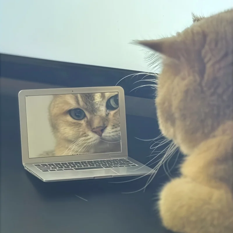 1 Stück süßes Mini-Haustierspiegelspielzeug für Katzen, tragbar – Kunststoff, keine Batterien erforderlich, perfekt zum Spielen mit Ihrem Laptop