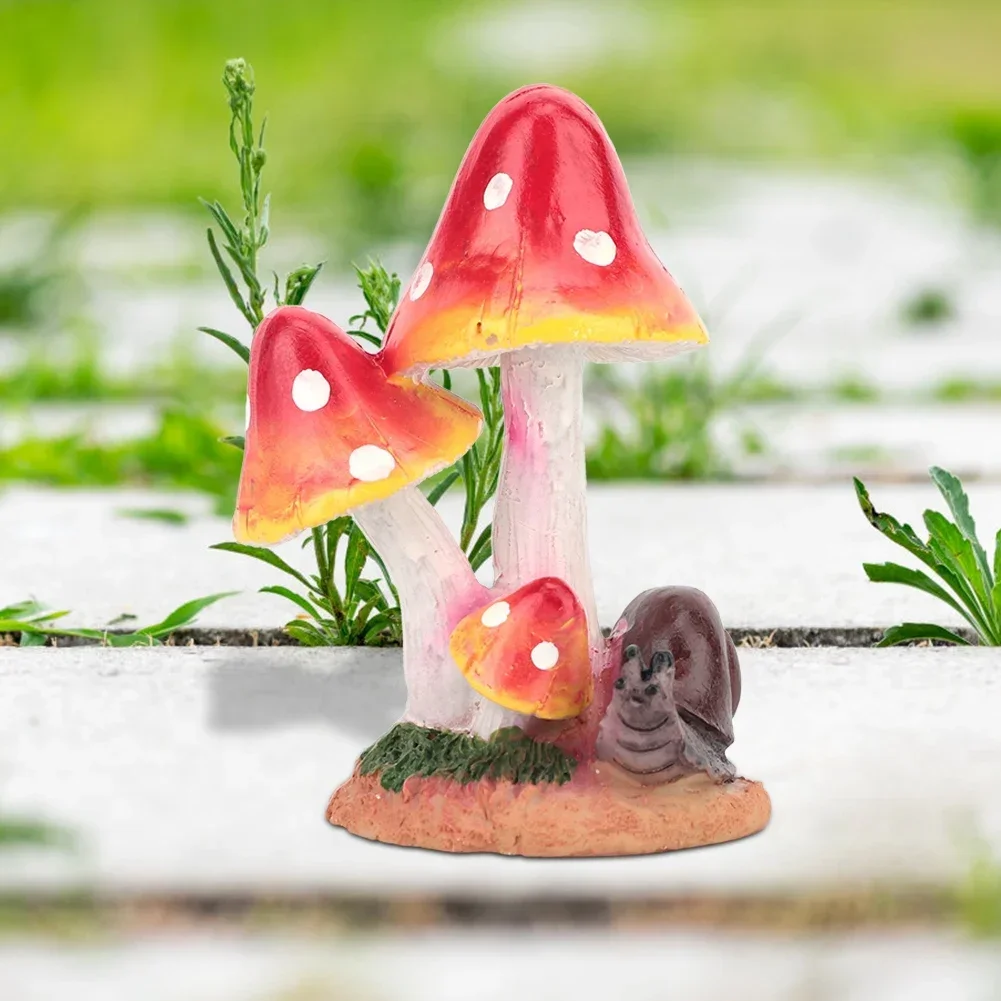 Mushroom Snail Resin Crafts Home Ornament Miniature Statue Garden Decoration Courtyard Yard Lawn Bonsai Sculpture Decor