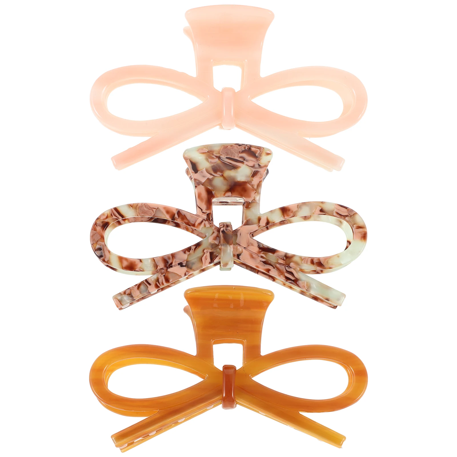 

3pcs Acetic Acid Butterfly Bow Hair Clips Accessories Large Size Claw Pins for Women Brown Thick Thin Hair