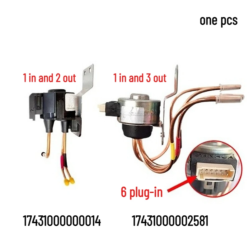 DC12V Solenoid Valve for Refrigerator Pulse Air Electric Switching Valves Accessories 6 Pin Plug