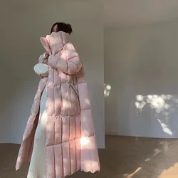 Luxury Elegant Coat Belt Sakura Pink 90 White Duck Style Long Sleeve Warm High Quality Parkas Ladies Fashion Jacket Outerwears