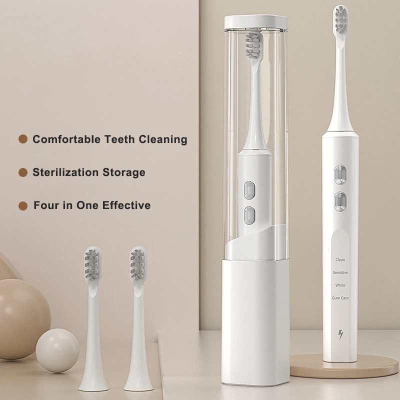 

Sonic Electric Toothbrush Rechargeable with UV Disinfection Cup for Adults Ultrasonic Automatic Tooth Brush Head Teeth Whitening