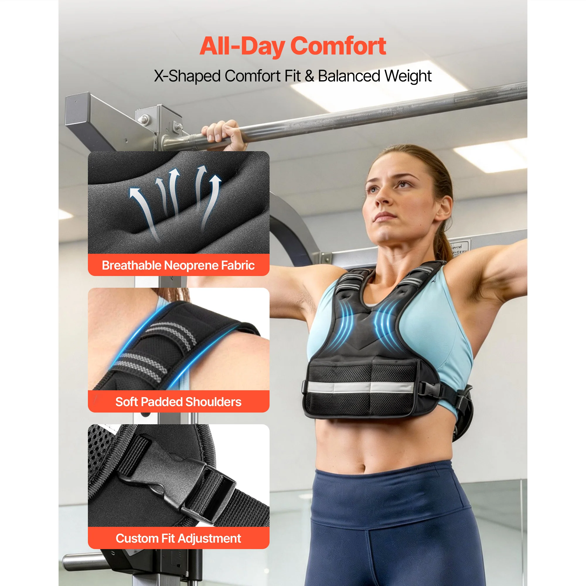 Adjustable Weighted Vest, 11-20lb Weight Vest with 6 Ironsand Weights and Reflective Stripe, Body Weight Vest Exercise Set for Men Women, Workout Equipment for Strength Training Running Jogging