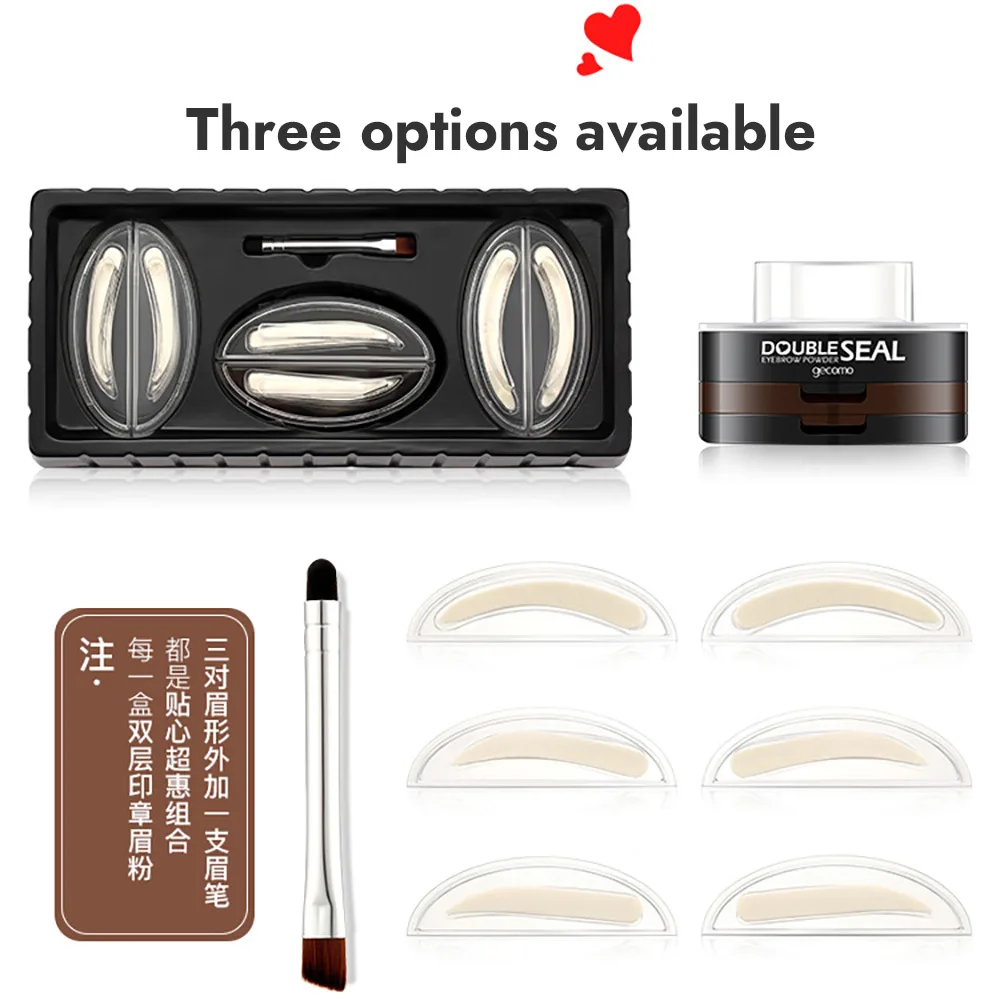 Dibujo de cejas para principiantes, resistente al agua y al sudor, polvo para cejas con sello perezoso de dos colores de doble capa