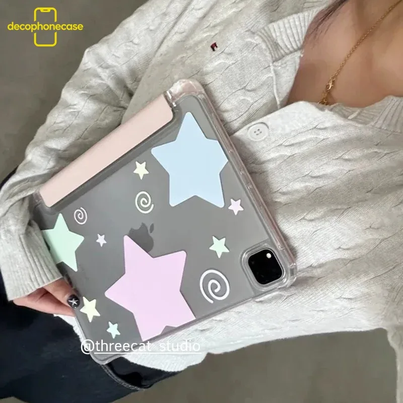 

Colorful Stars Design tri-fold case For iPad 10th 11th Gen 7/8/9 10.2''/Air 4 5 6 7 11/ 9.7 Pro11Mini 6 7 12.9"/13"