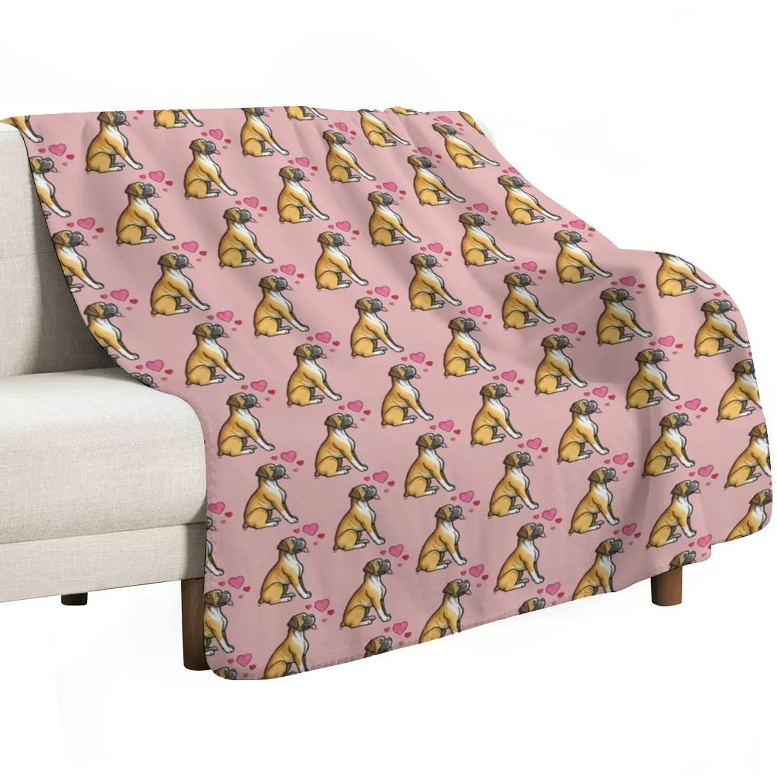 Boxer dog love Throw Blanket decorative Hairy Plaid on the sofa Retros Flannel Fabric Decoratives Blankets
