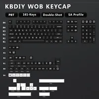 KBDiy 161 Keys PBT SA Profile GMK WOB Keycap for Mechanical Keyboard Keycaps Set Black Custom Double Shot ISO 7U for GMK61 64 87