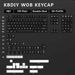 KBDiy 161 Keys PBT SA Profile GMK Keycap for Mechanical Keyboard Keycaps Set Black Custom Double Shot ISO 7U for GMK61 64 87