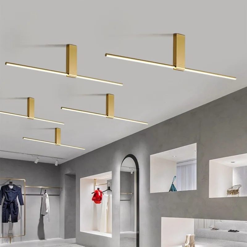 Long Strip Ceiling Lamps for Dining Room Decor Clothes Shop Lighting Line Ceiling Chandelier LED Light 90cm Gold Black White image 4
