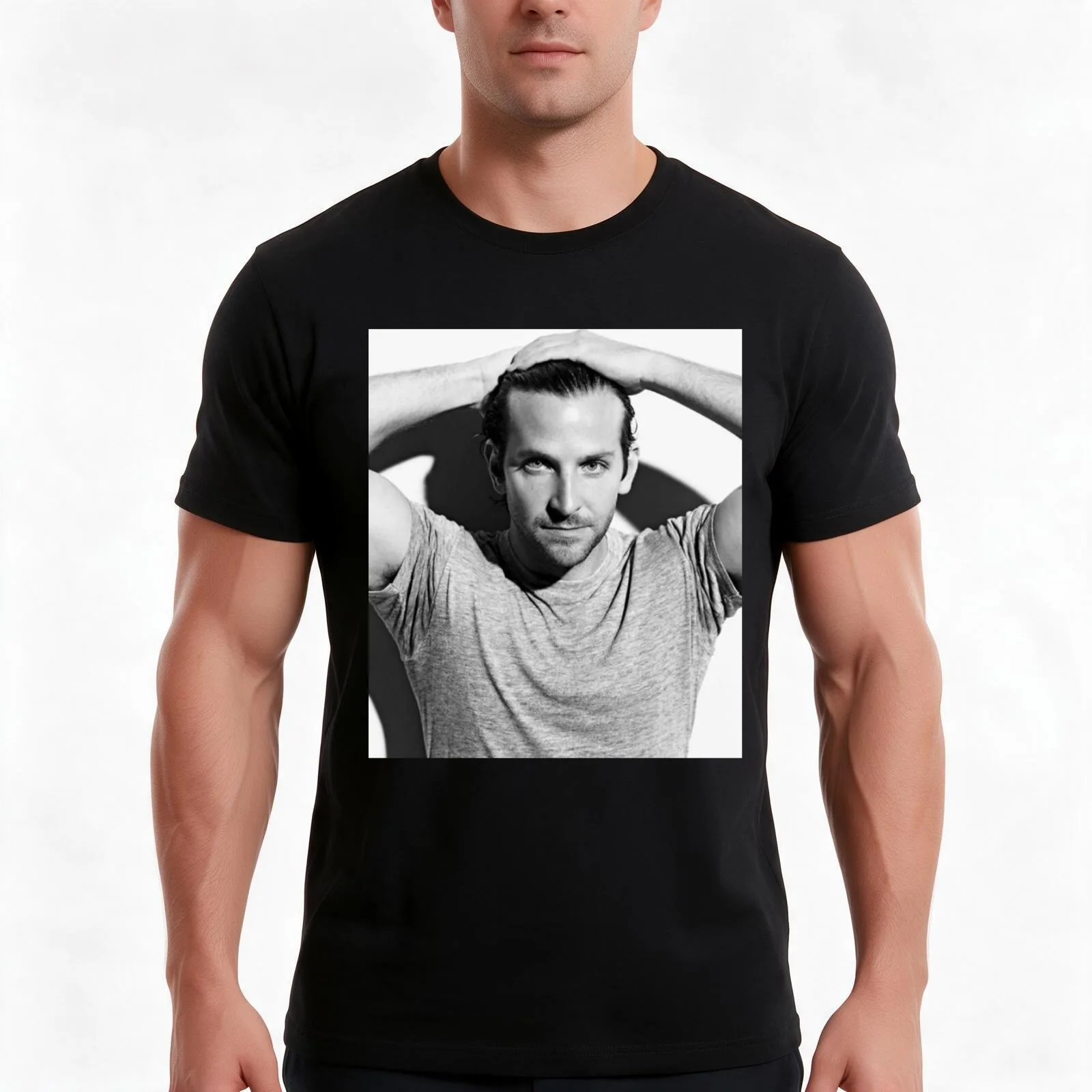 Bradley Cooper Poste T-Shirt, Summer Casual Cotton Tee, Oversized Streetwear Tops, Vintage Graphic Print, Loose Fit Short Sleeve