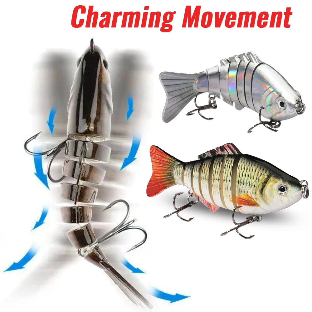 all joint fish hook Swimbait 18g 10cm Multi Joint Lure Slow Sinking Bionic Segment Swimming  Pesca Bass Treble Hook Carp Fishing Tackle Hard Bait