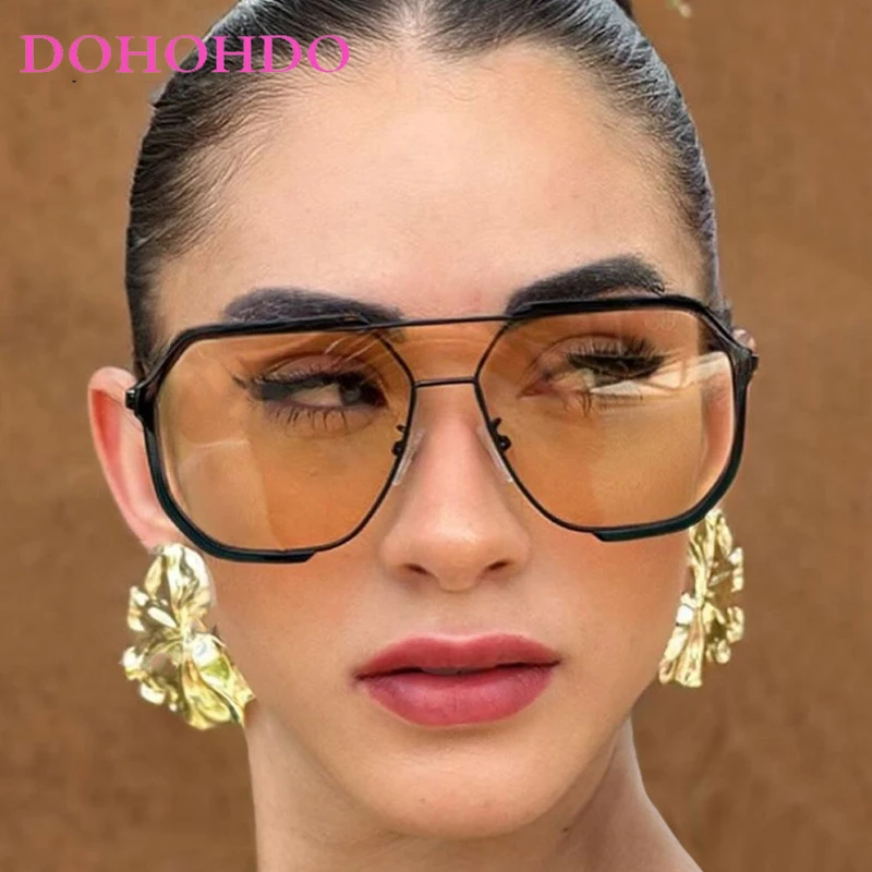 

Fashion Oversized One Piece Metal Pilot Women Sunglasses Luxury Brand Designer Men Sunglass Driving Travel Female Eyewear UV400