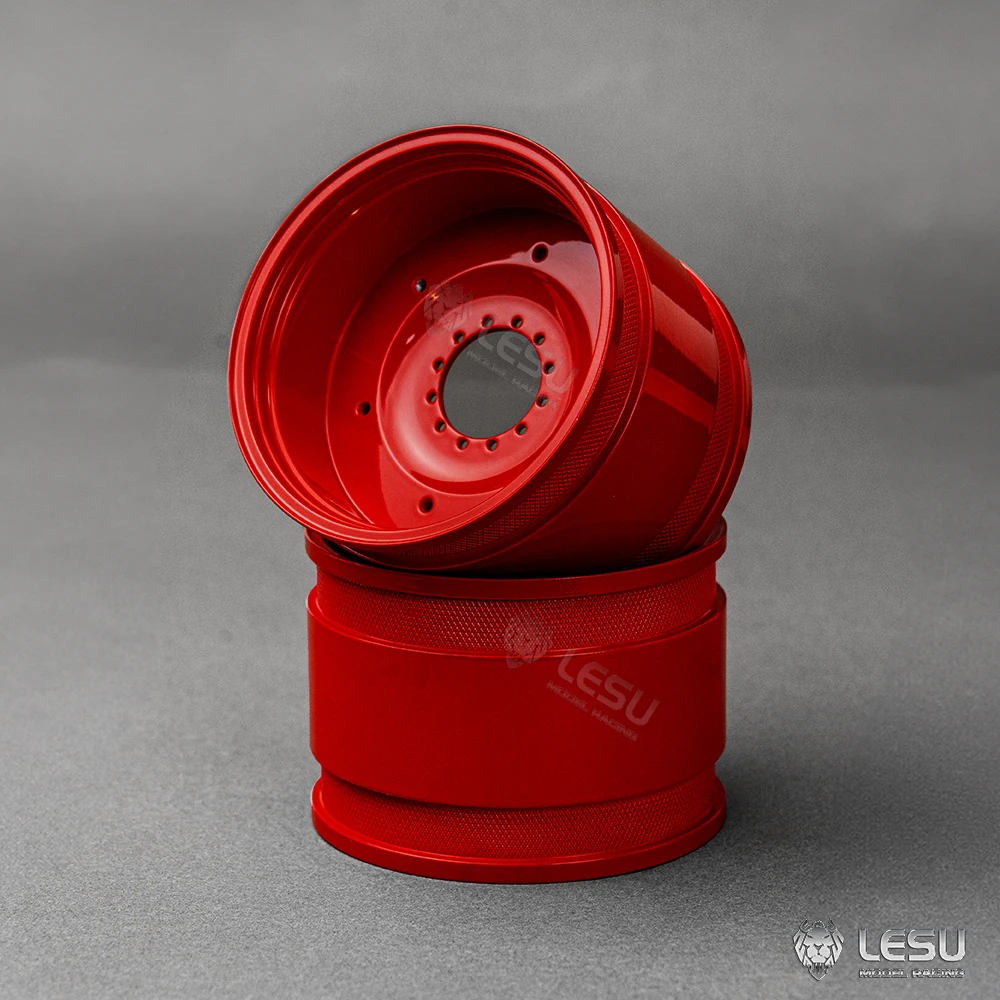 Red Metal Front Rear Wheel Hub Spare Parts for Toys LESU 1/14 RC Hydraulic Tractor AOUE 1050 DIY Cars Vehicle Model