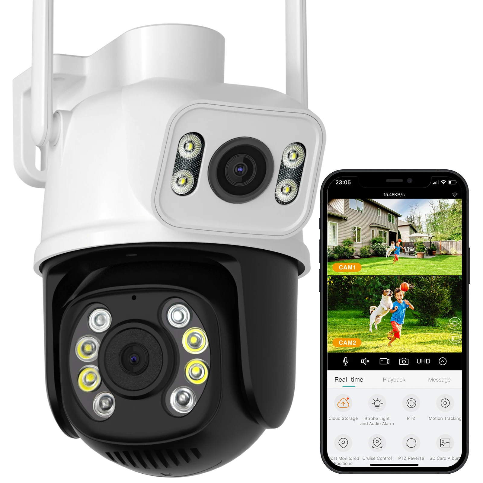 4K 8MP PTZ WiFi IP Camera with Dual Lens Color Night Vision Auto Track CCTV Surveillance Security Protection ICSEE App Control