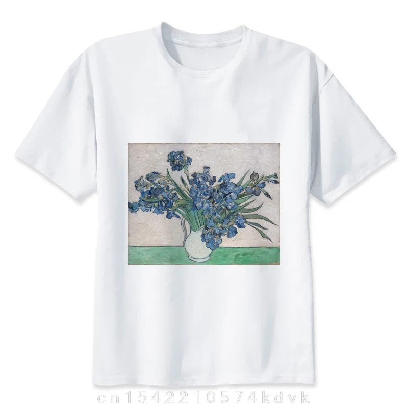 Van Gogh Art Summer White Harajuku Kawaii T-shirt Lovely Cartoon Casual Cotton Casual Tops For Girls European Size XS-5XL Tee