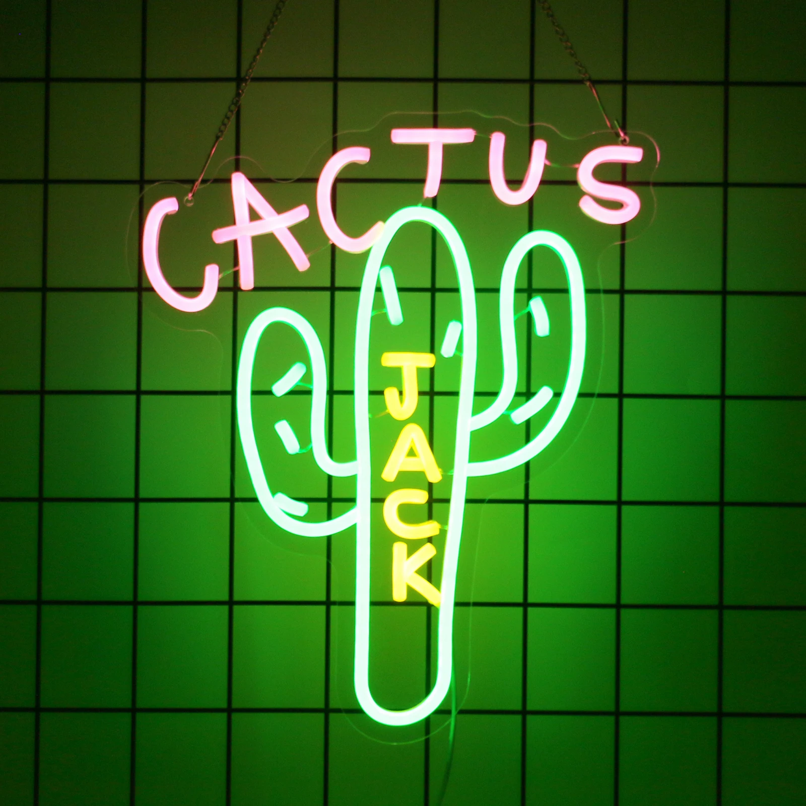 Imagem -05 - Uponray-neon Sign Wall Decor Cactus Jack Luz de Néon Wall Art Neon Sign Rap Falando Casa Bar Pub Festa