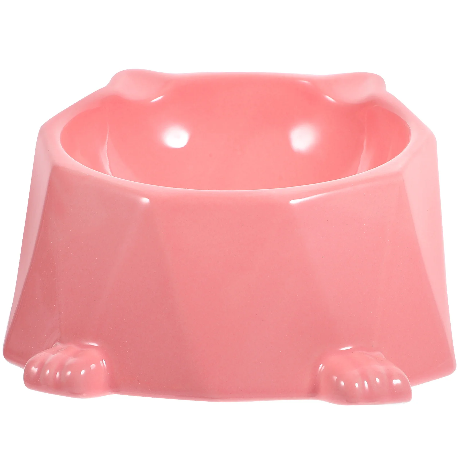 

Creative Hexagon Pink Ceramic Pet Feeding Bowl Dog Cat Puppy Food Feeder Inclined Design Lightweight Travel Bowl