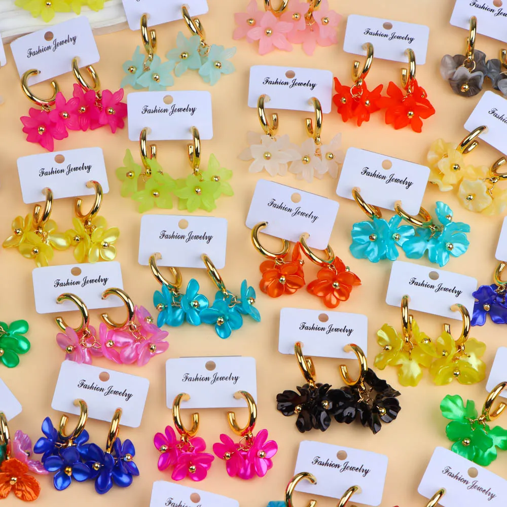 10 زوج/وحدة تصميم جديد أنيق سحر لامعة رائعة الزهور الاكريليك المرأة قلادة أقراط مزيج نمط مجوهرات اكسسوارات هدية #2