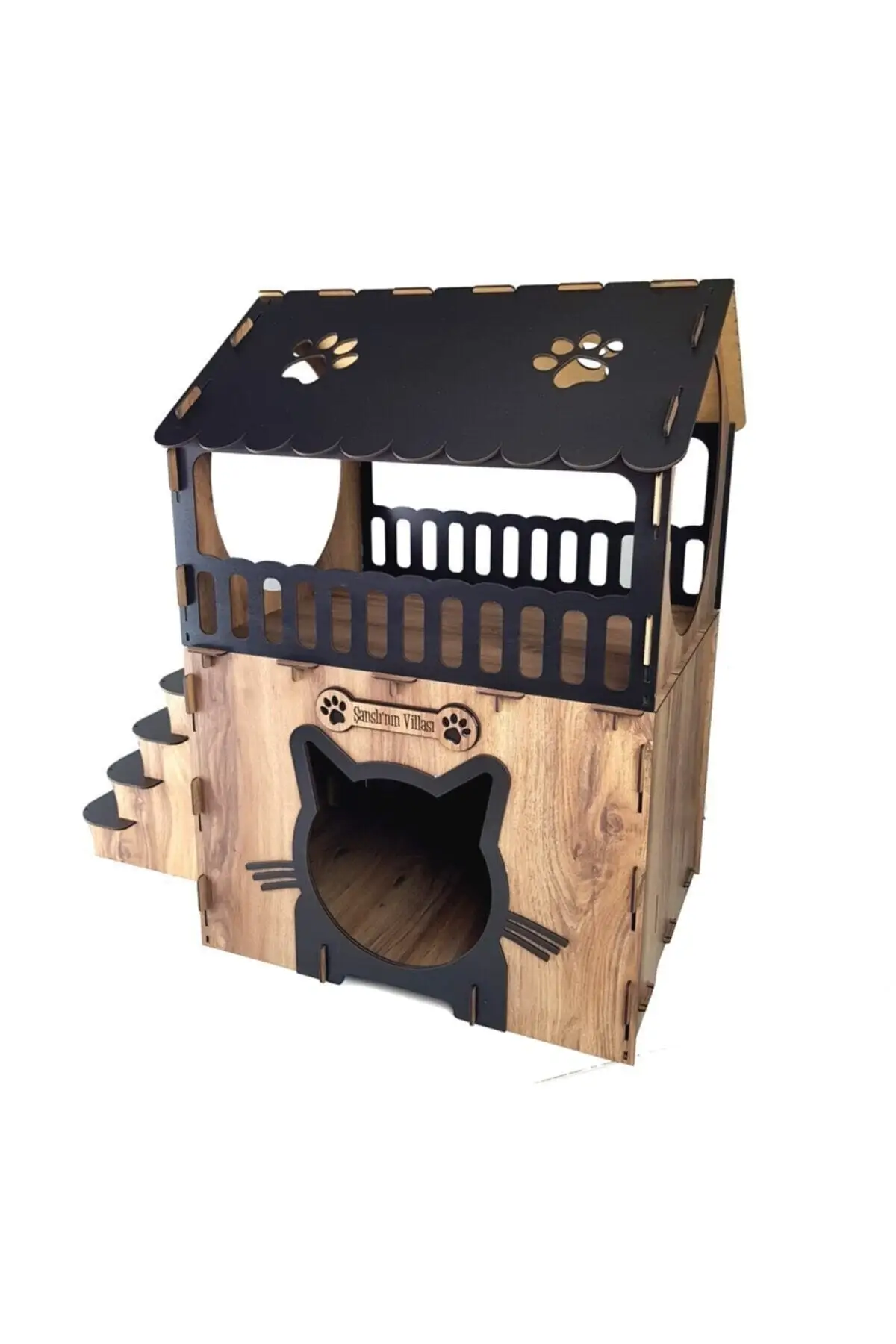 Wooden Decorative Two-Storey Cat House Stylish Fun Useful Gift for Yourself Easy Installation