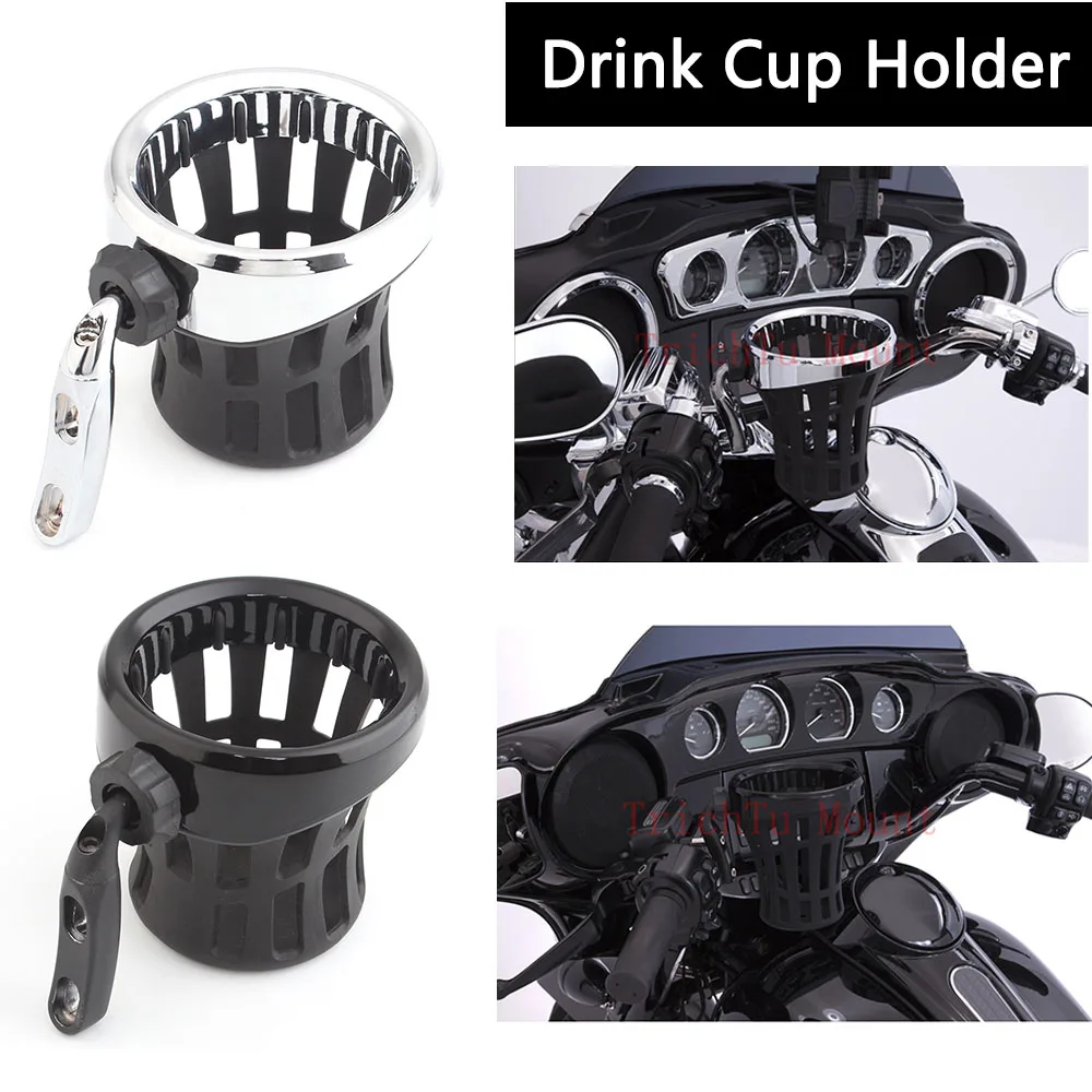 

Motorcycle Black Chrome Drink Holder Car Cup Holder Car Cup Holder For Harley-Davidson Road King Custom Injected - FL 2004 -2006