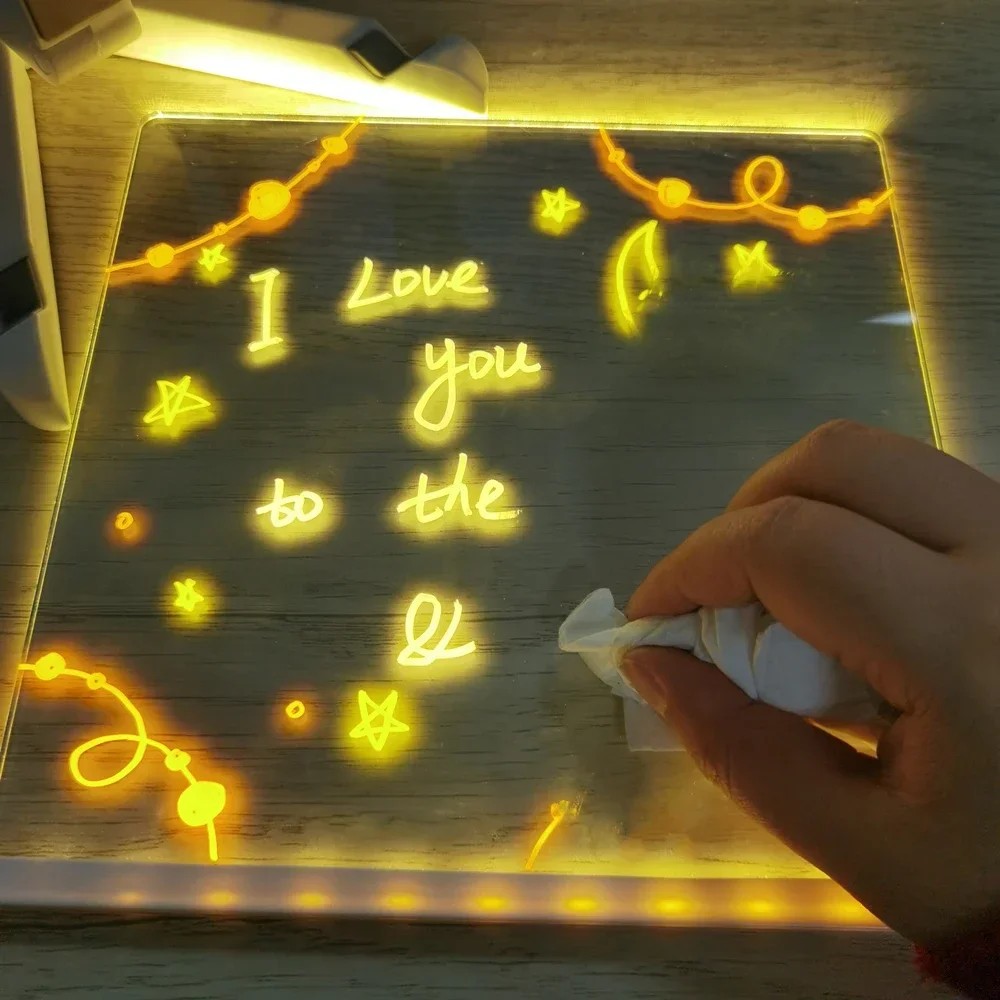 

Personalized LED Lamp Acrylic Message Note Board Erasable USB Children‘s Drawing Board Bedroom Night Light Birthday Kids Gift