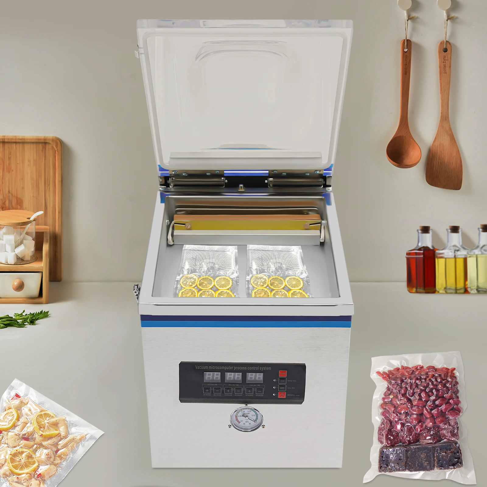 

360W Vacuum Packing Machine 2L Chamber Vacuum Sealer Time Adjustable US Standard for Food Preservation
