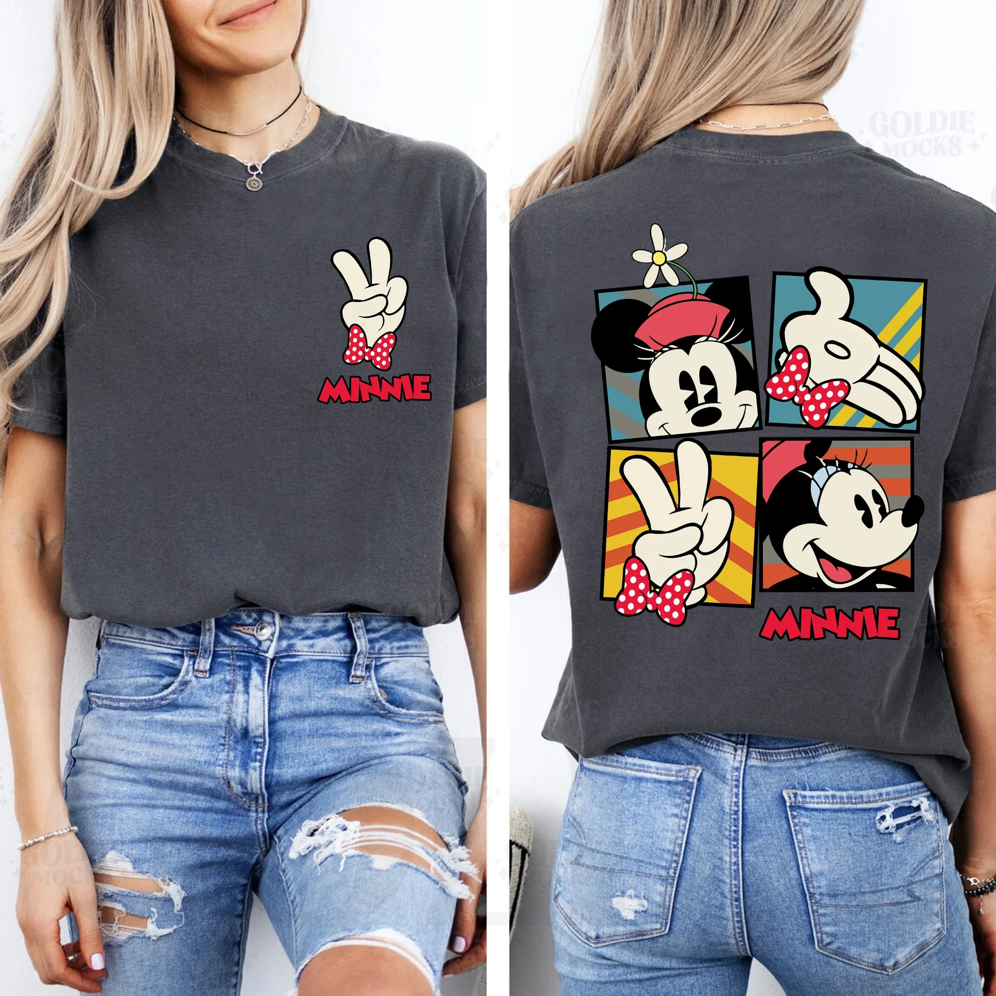 Disney Minnie Mouse T-shirt imprimé hommes et femmes à manches courtes garçons vêtements famille Parent-enfant tenue enfants vêtements filles