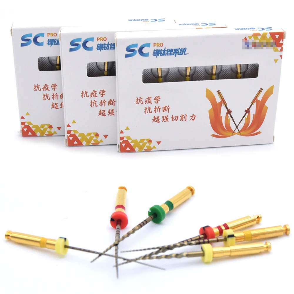 10Pack (60pcs) Dental Root Canal File SOCO SC Heat-Activated E-FLEX Gold Dental Ni-Ti  Root Canal COXOI Files Rotary Files