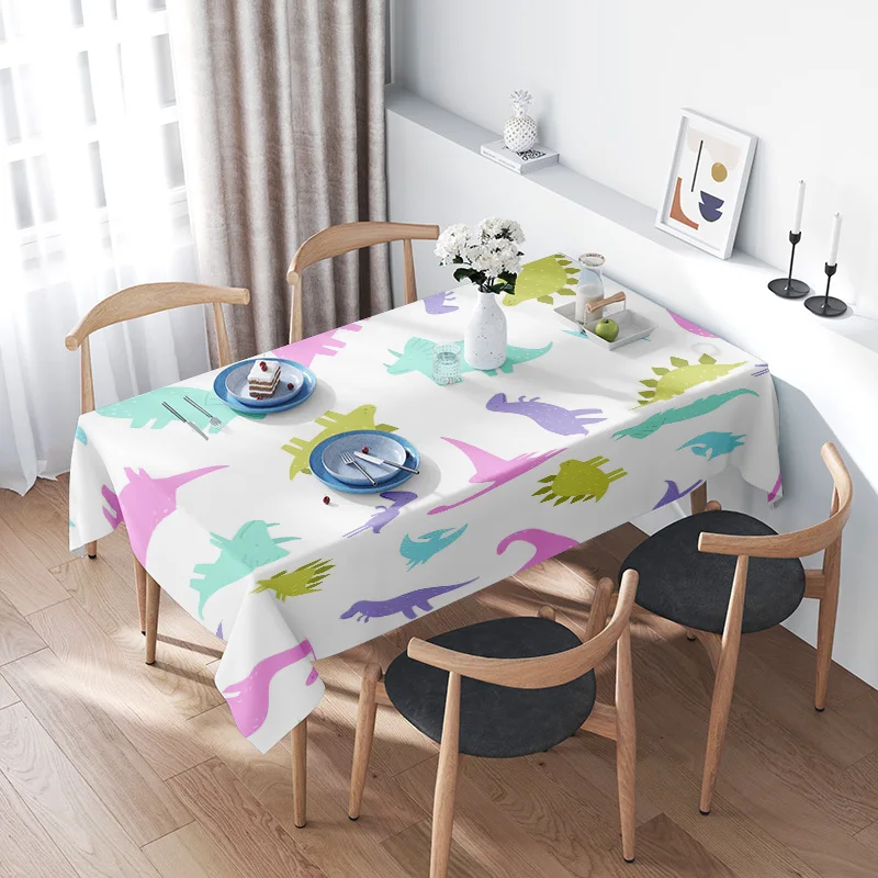Bright Cartoon Dinosaur TableclothA Must-Have for Kids Washable Non-Slip Matte Design suitable for Parties or Dail
