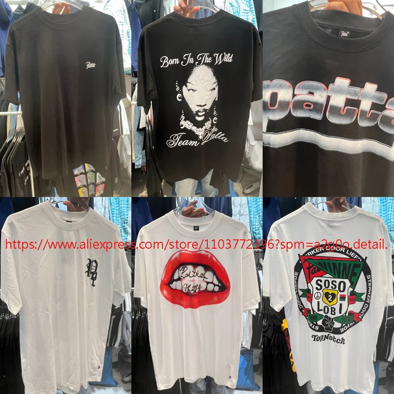 Real Photos Daily Leisure Patta T-shirt Men Women High-quality Cotton Round-neck PATTA Short-sleeve Tee