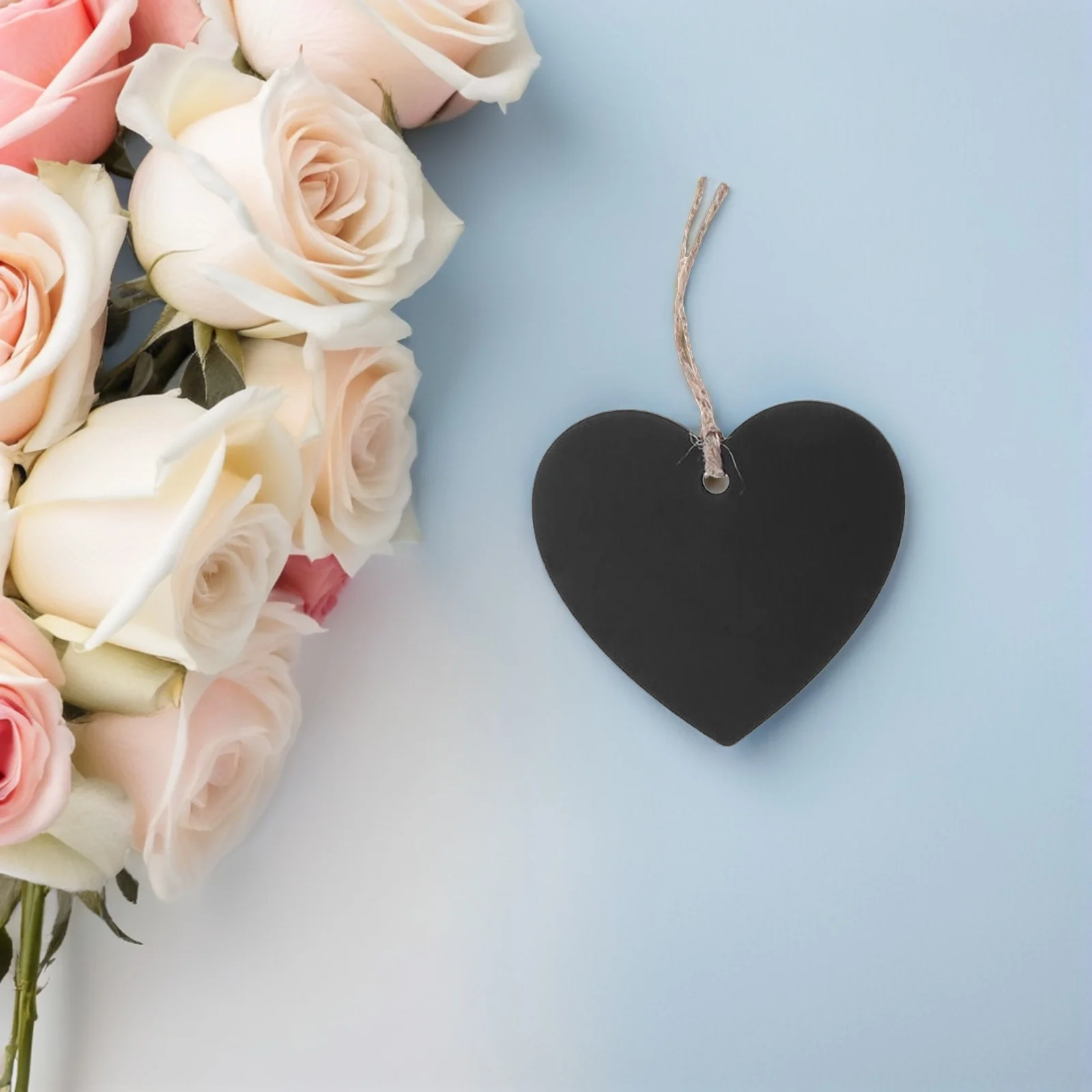 

15pcs Mini Heart Shaped Chalkboard Signs Double Sided Wooden Message Tags Hanging Blackboards with String for Wedding Party Home