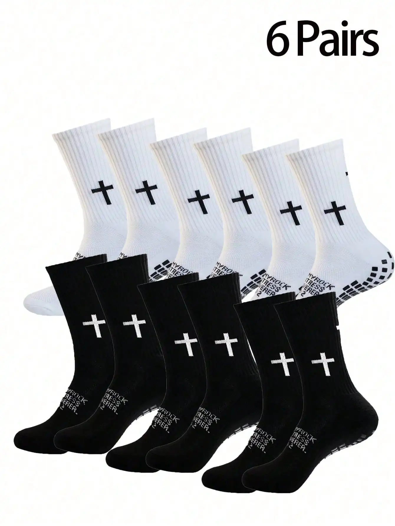 

1/3/6 Pairs New Cross Design Football/Soccer Socks, Thick Terry Cushion Mid-Calf Non-Slip Socks, Suitable For Men And Women Prof