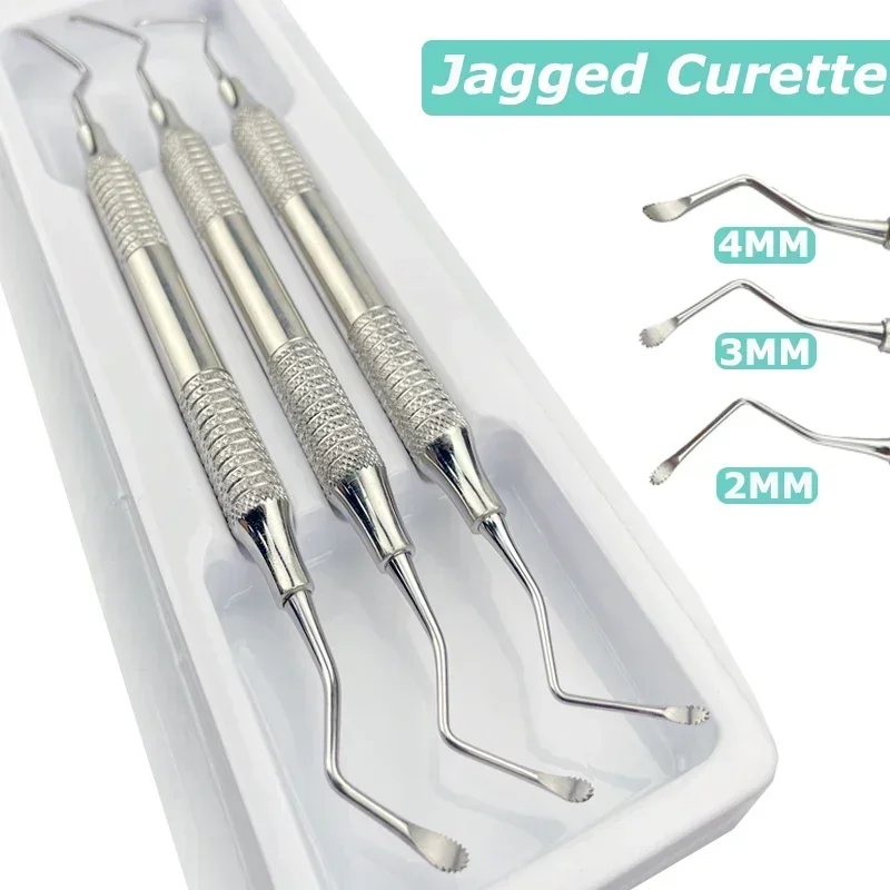 3Pcs/Set Dental Curette Jagged Curettes Dentist Scaler Gracey Bone Curette Implant Tools