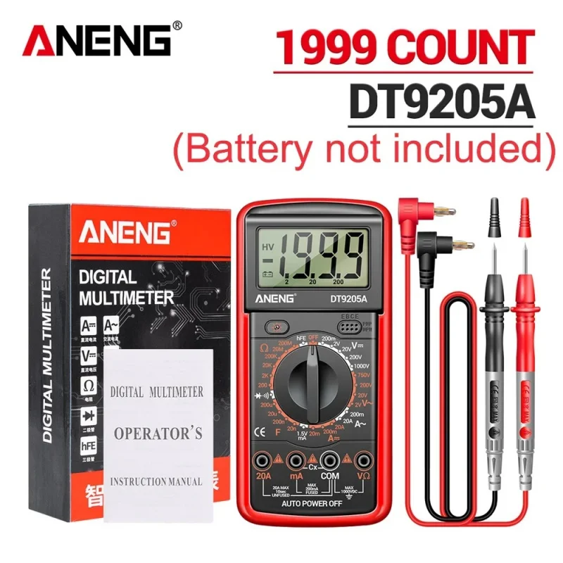 Professional Multimeter Tester ANENG 1999 Counts Digital DT9205A-12 AC Voltage Probes High Precision Electrician Mechanic Tools