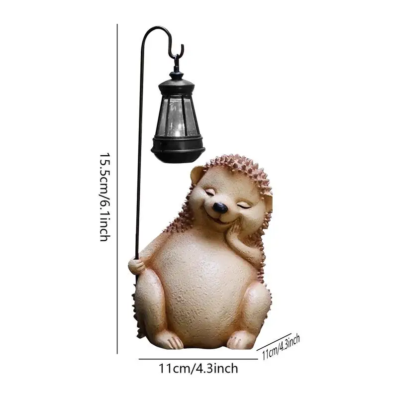 Hedgehog Solar Light Statue Solar Light Animal Statue Funny Hedgehog Lantern Garden Art Funny Resin Animal Statue For Courtyard