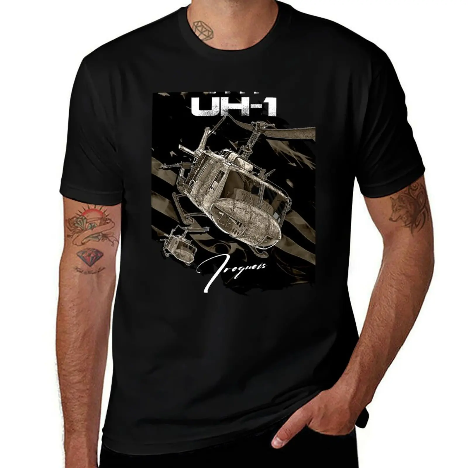 USA Bell UH-1 Iroquois Helicopter T-Shirt Funny t-shirts kawaii clothes Men's t-shirt