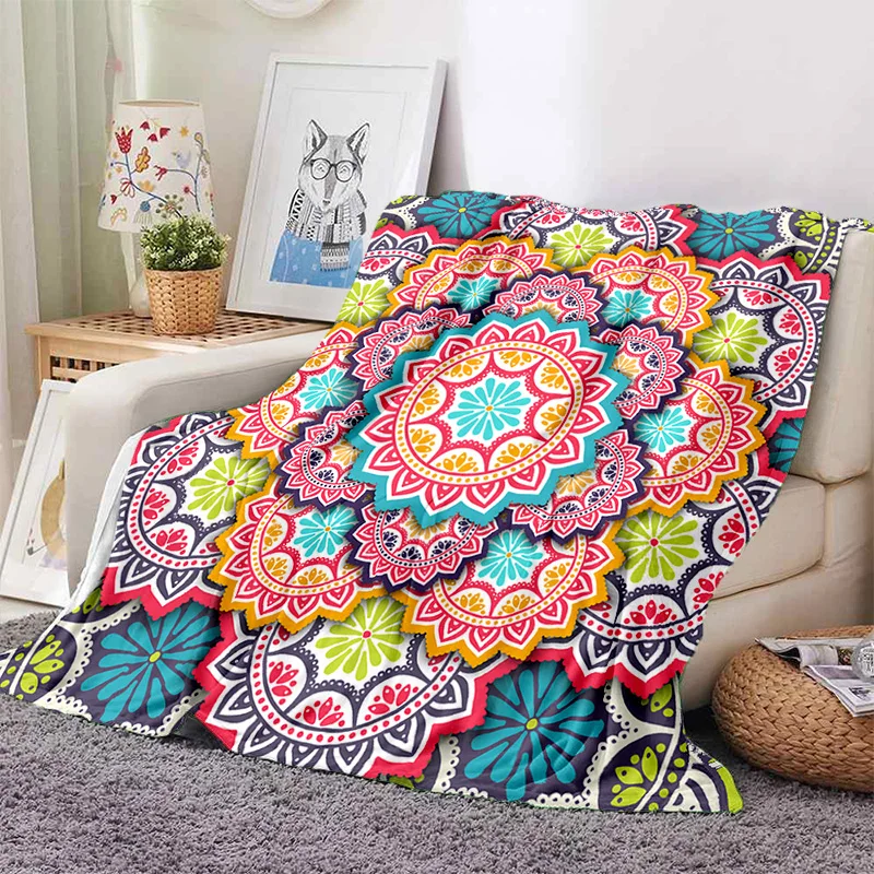 

Turkey Persian Bohemian Mandala Flower Soft Flannel Blanket for Bed Bedroom Sofa Picnic,Throw Blanket for Outdoors Leisure Gift