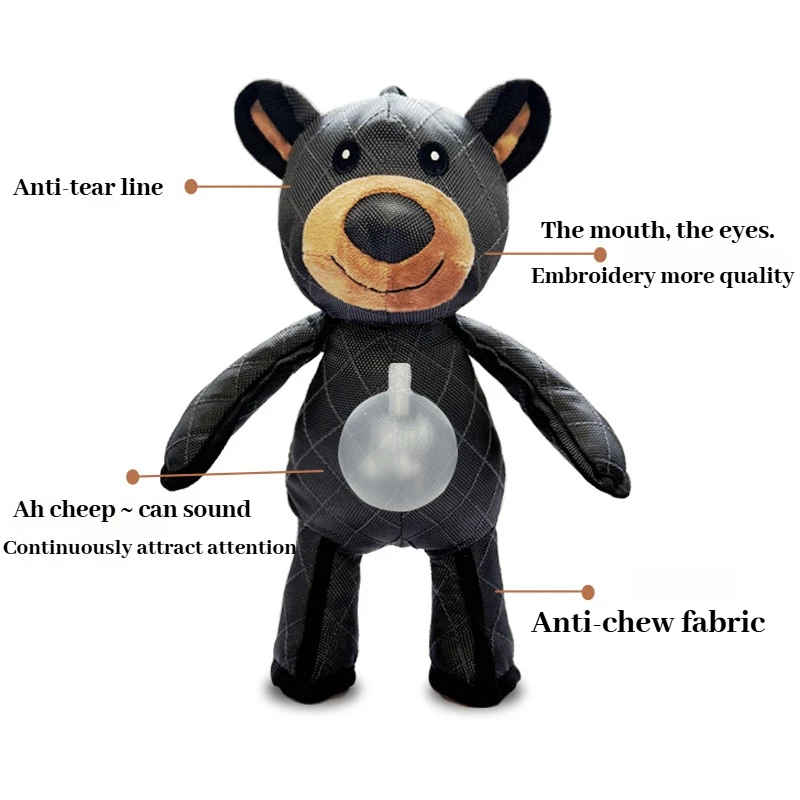 Unbreakable Teddy Extreme Bear Toy For Dogs Chewer Indestructible Plush Dog Squeaking Toy Durable Tough Heavy-duty Chew Dog Toy