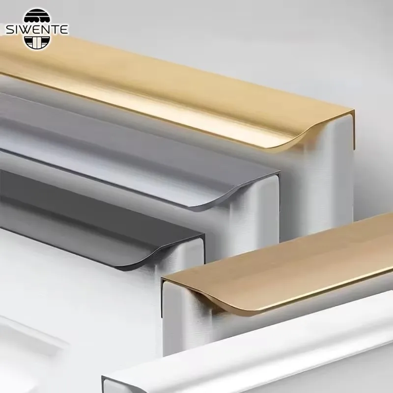 Non Perforated Furniture Handles Cabinet Drawers Wardrobes Door Handles Concealed Hardware Handles Minimalist Hidden Handle