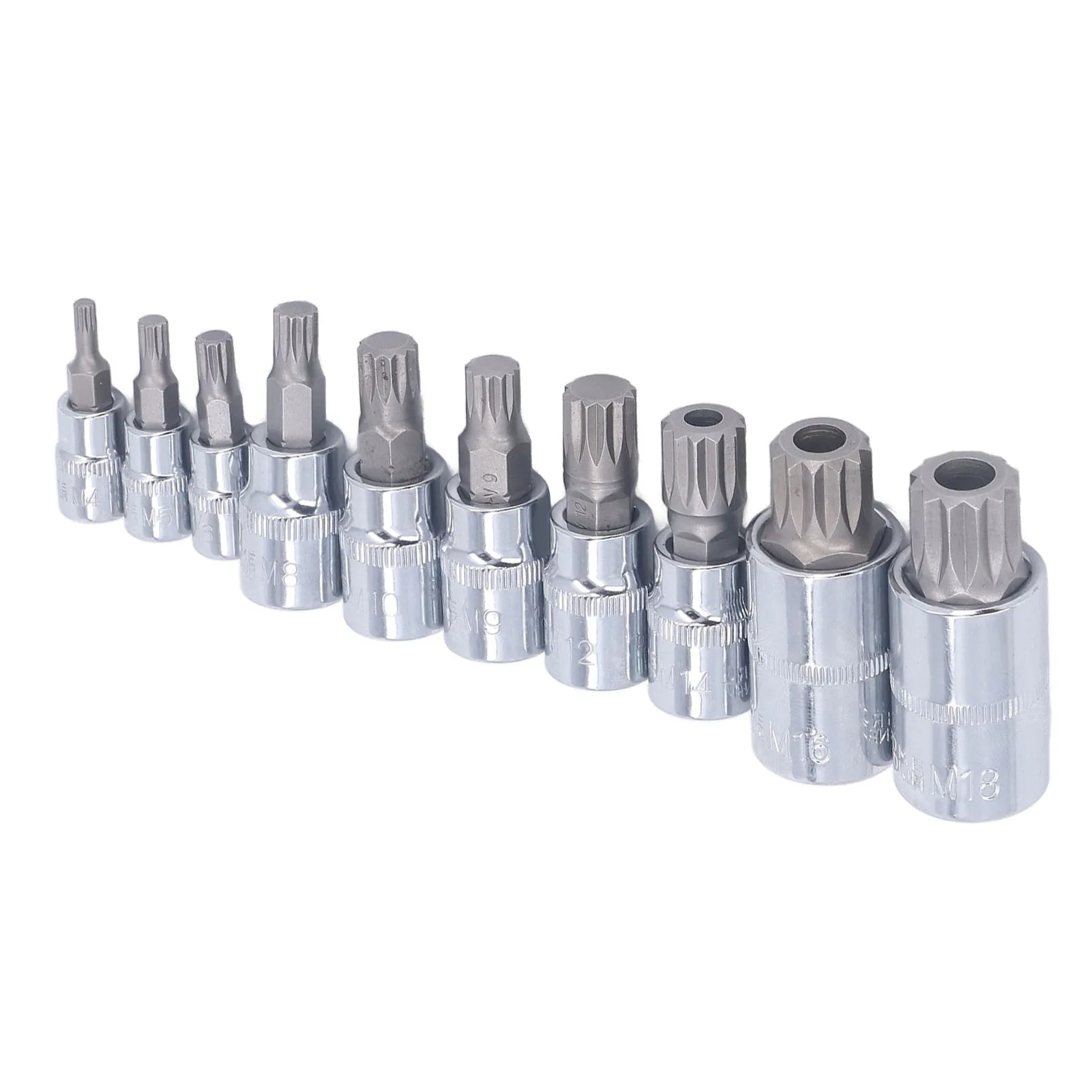 

Triple Spline Bit Socket M4 To 1/4in 3/8in 1/2in Drive CR V Bit Socket Set with Storage Box Bit Socket