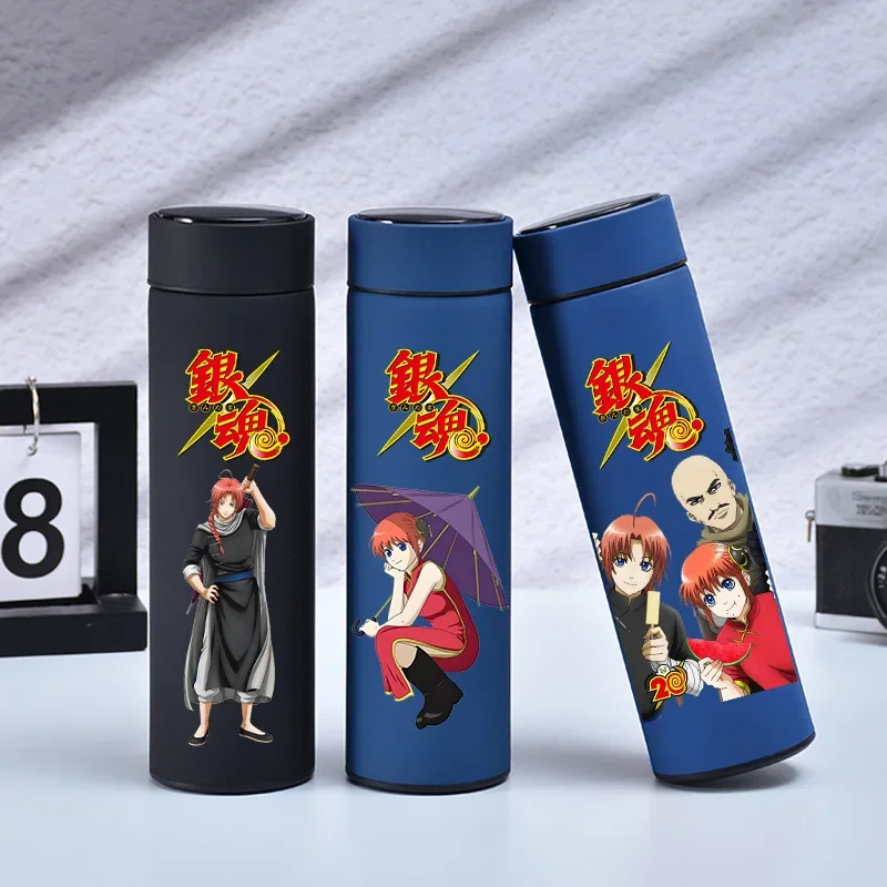 Insulated Bottle Gintama 500ML Student Anime Cartoon Sakata Gintoki Matte Adult Office Double Layer Stainless Steel Vacuum Cup