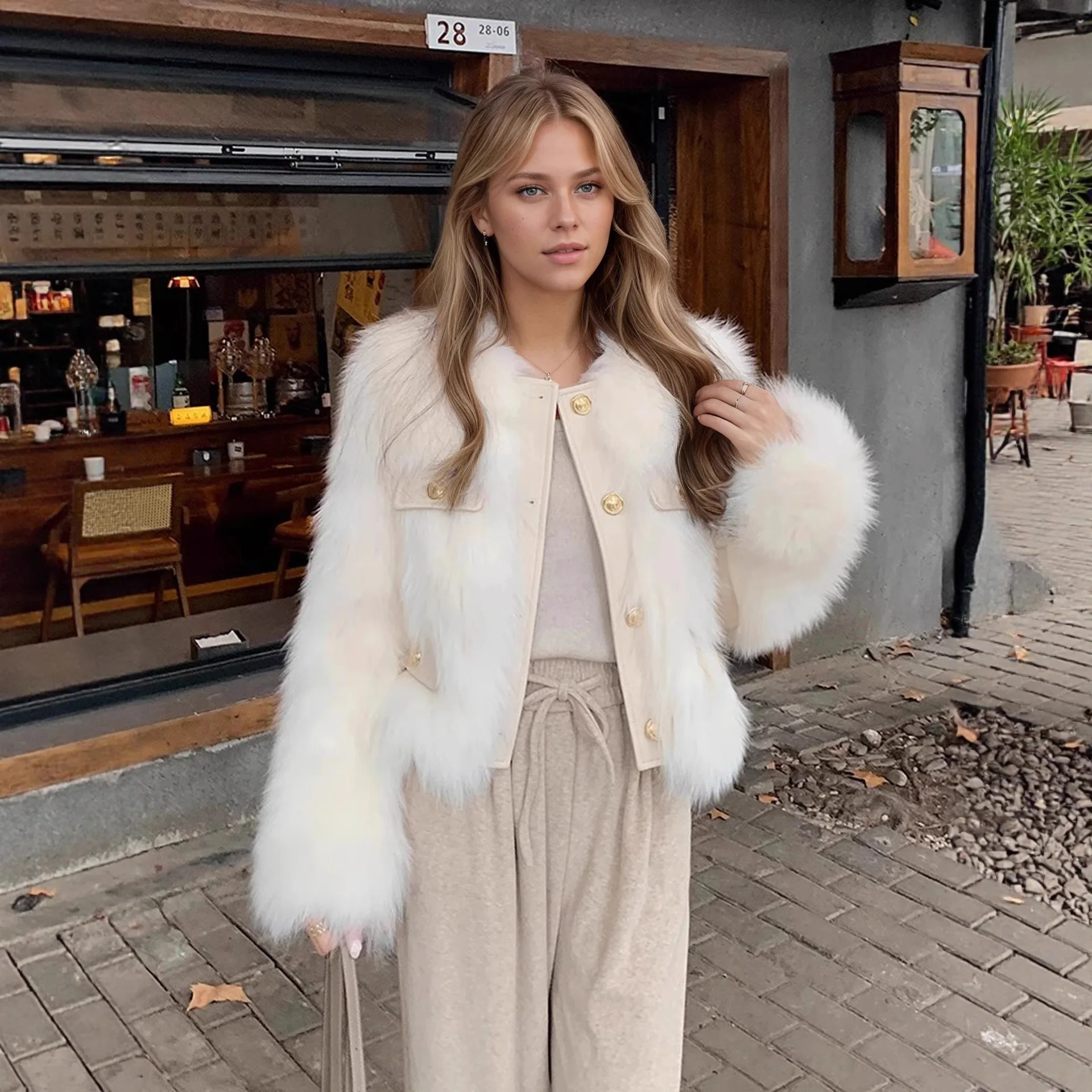 

Cross-Border Fur Coat Women's ort Leather Fur Inteated Small Fraance Sle Super Beautiful High-End Sensation