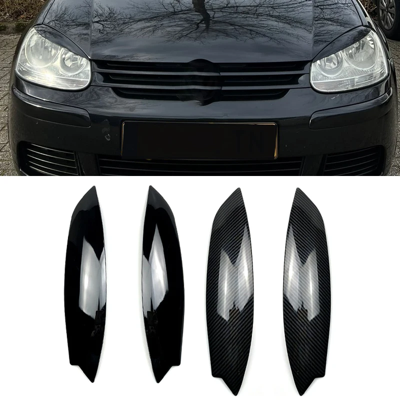 

For VW GOLF 5 MK5 GTI R 05-07 Headlight Eyebrow Trim Head Lamp Light Eyelids Eyelash Cover Accessories Gloss Black Carbon Fiber