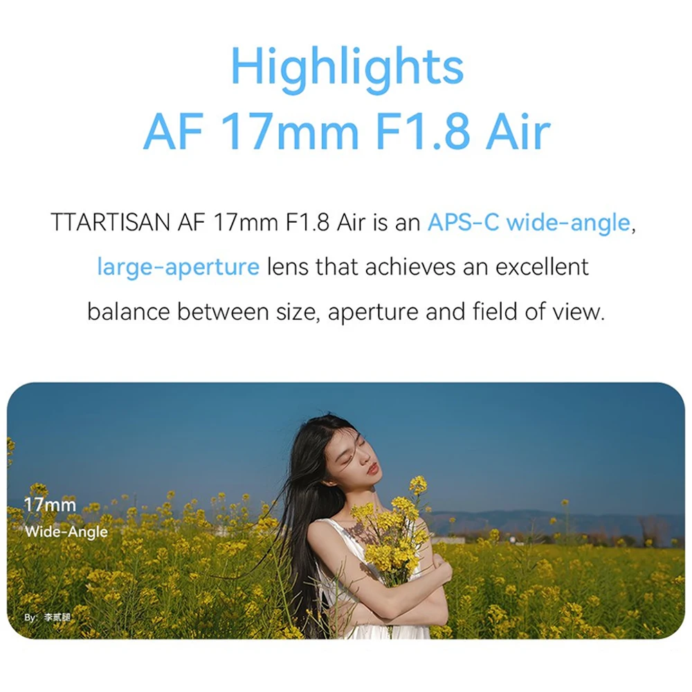 TTArtisan AF 17mm F1.8 Air APS-C Super Wide Angle Auto Focus Lens Large Aperture Prime Lens for Sony A6400 Fuji X-E2 Nikon Z6