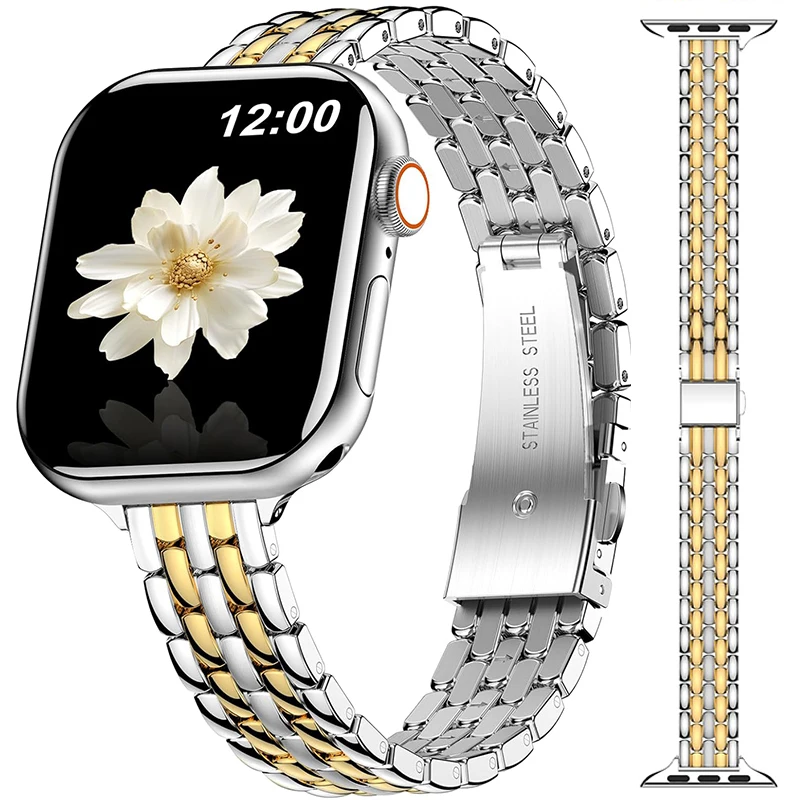 Ремешок из нержавеющей стали для Apple Watch Ultra 2 Band 49 мм 42 44 мм Металлический браслет iWatch Series 10 46 мм 9 8 7 6 SE 5 4 3 45 мм 41 мм