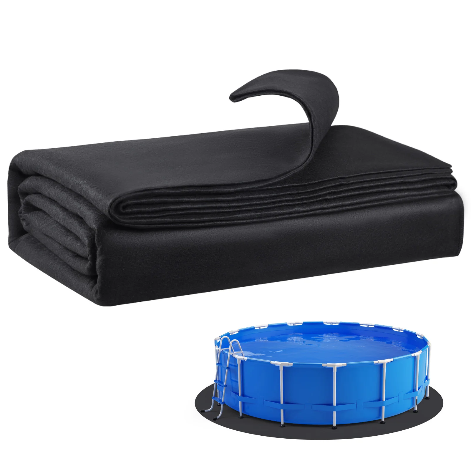 SucceBuy Tapis de protection rond pour piscines hors sol en géotextile recyclé, sous-couche pour prolonger la durée de vie du liner