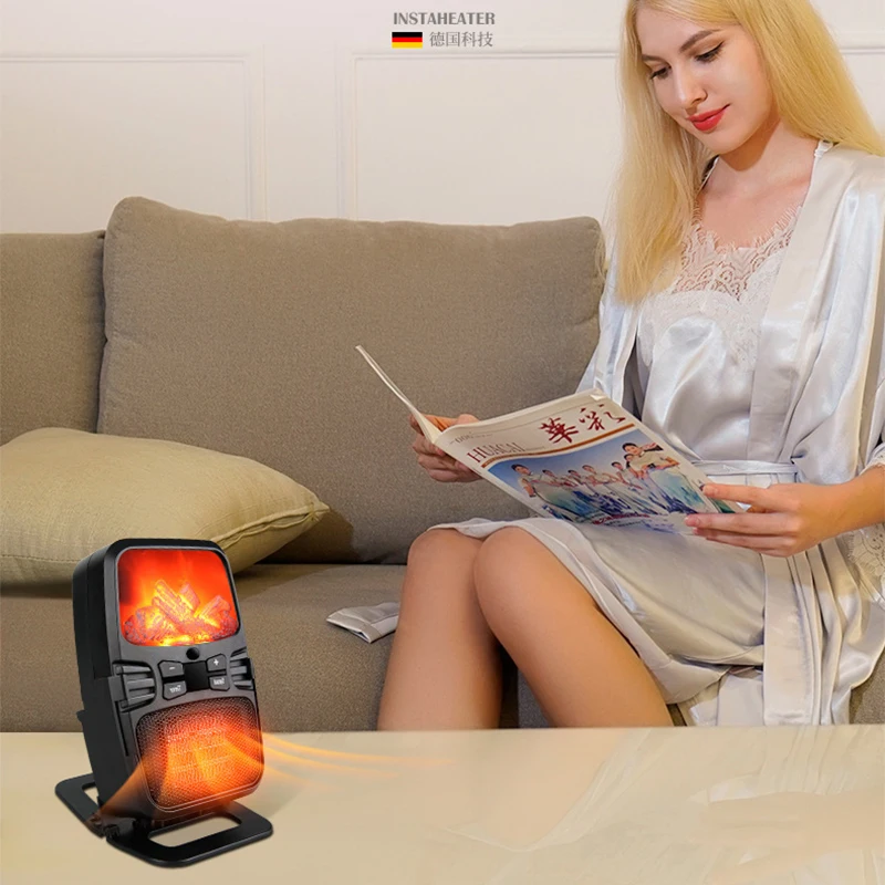 Pemanas Inframerah Listrik Konsumsi Rendah 500W Pemanas Linear Timer Layar Api Perapian Portabel Ruang Ruang Radiator Hangat