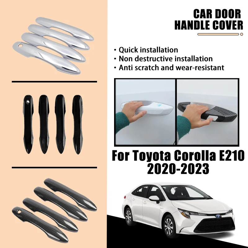 

Door Handle Cover Trim Set For Toyota Corolla E210 2020 2021 2022 2023 Luxurious Carbon Fiber Chrome Stickers Car Accessories