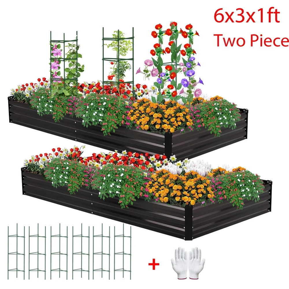 

Galvanized Raised Garden Bed Kit 2-Pack Metal Planters 72x36x12 inch Rust Resistant Weatherproof Vegetables Herbs Flowers
