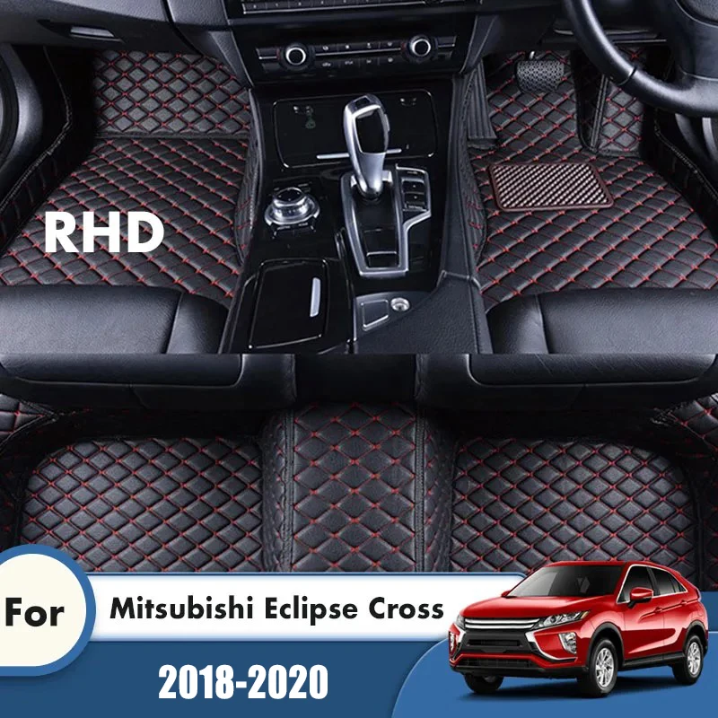RHD Car Floor Mat For Mitsubishi Eclipse Cross 2020 2019 2018 Leather Carpet Car Interior Decor Styling Car Accessories